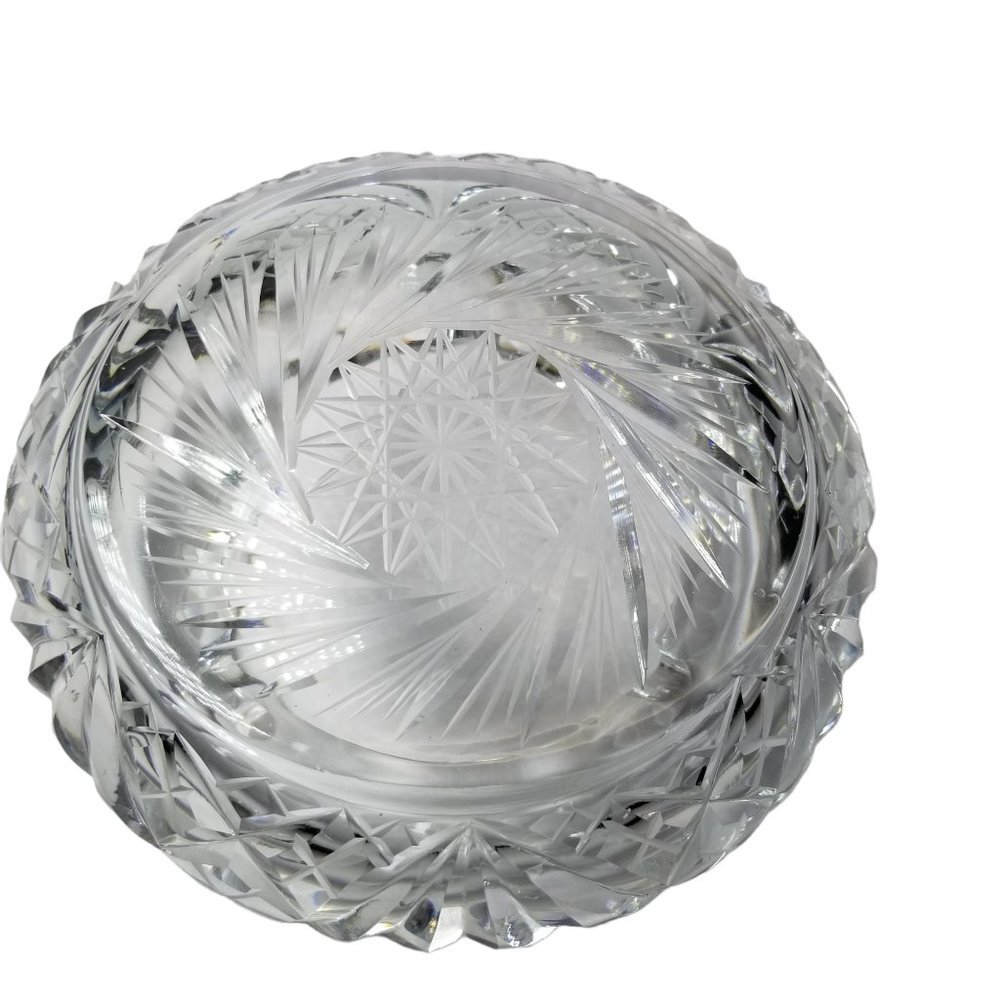Boeheim Cut Crystal Heavy Ashtray Pinwheel Design RTL Czechoslovakia - Picture 2 of 12
